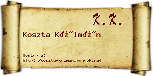 Koszta Kálmán névjegykártya